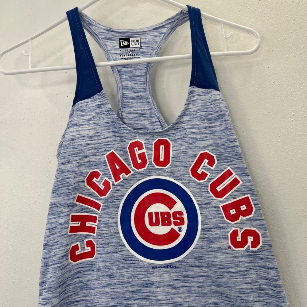 Chicago Cubs New Era Tank Top Shirt S Women MLB Genuine Merch Racerback Blue - Picture 2 of 6